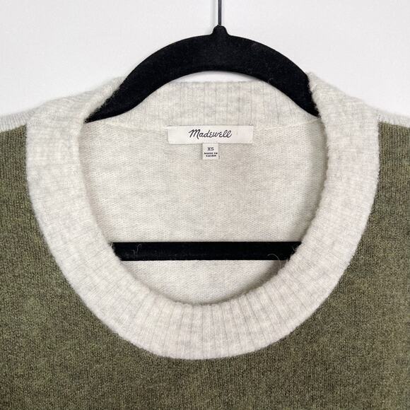 Madewell XSmall Green Gray Colorblock Payton Pullover Sweater in Coziest Yarn - Picture 7 of 10